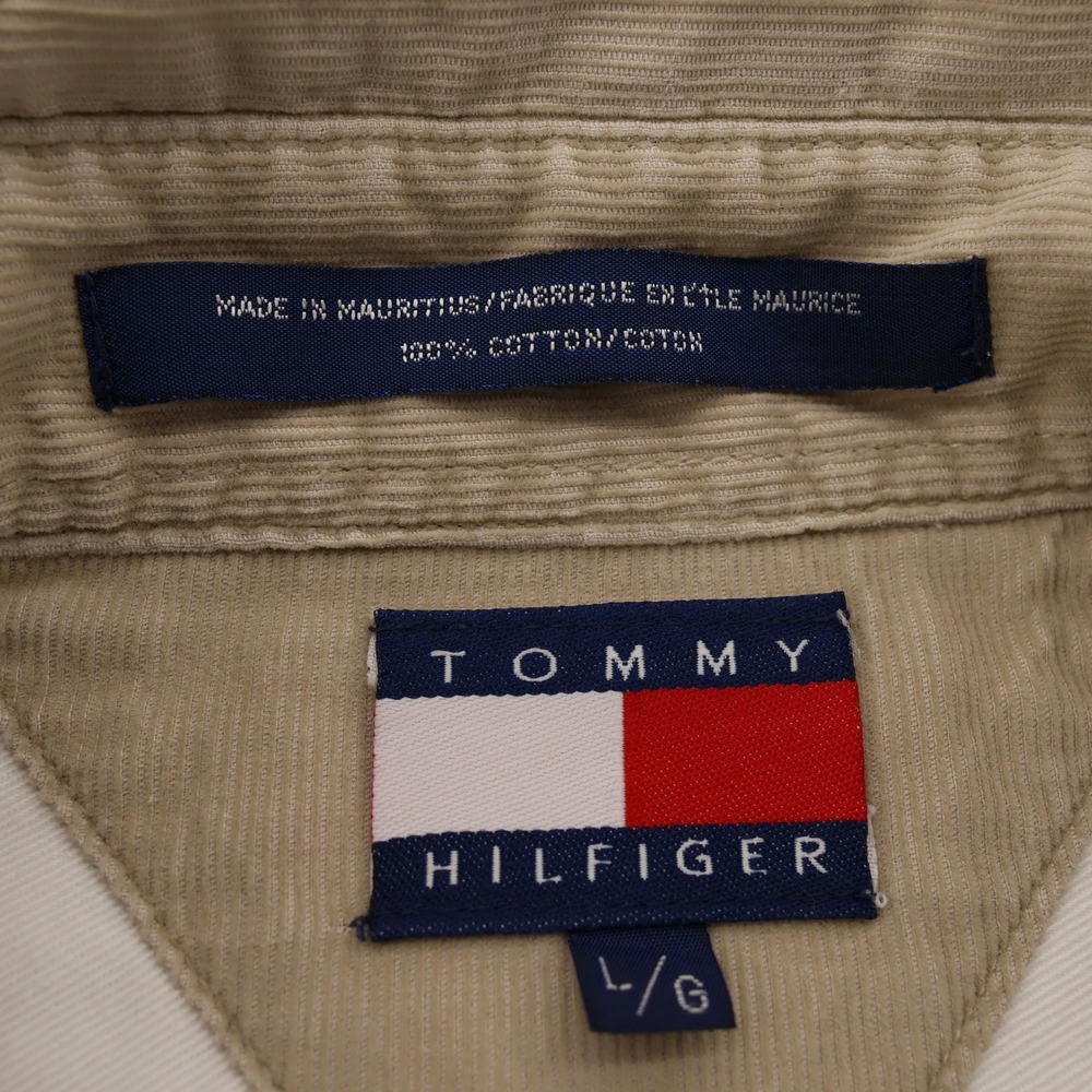 Tommy Hilfiger Mens Heavy Twill Button Down Shirt Cream Corduroy Collar Large - Picture 3 of 11